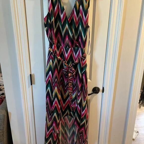 INC Dark Pink Zig Zag Hi-Low Dress - NWT - 18 - Picture 2 of 7